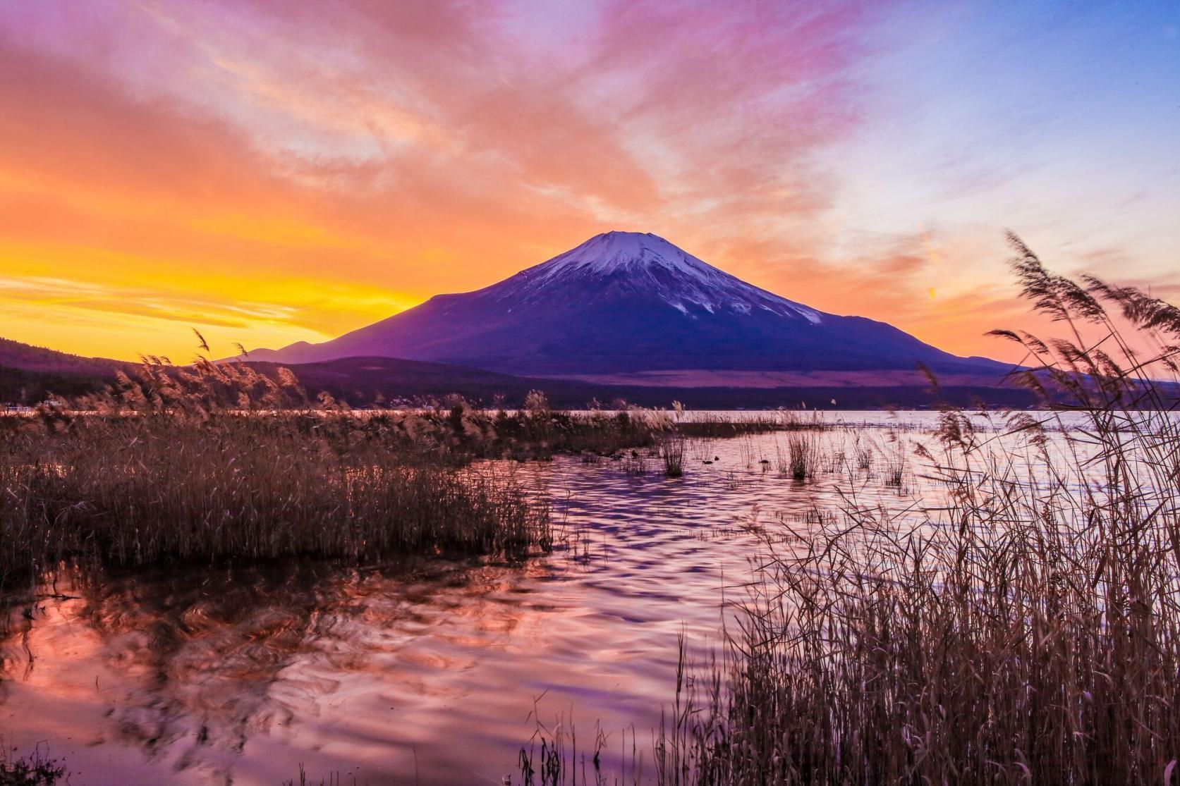 富士山・山中湖 夕暮れ